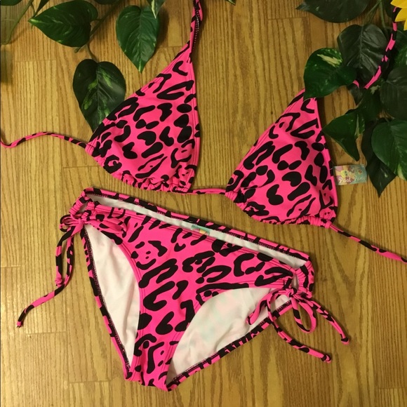 leopard neon print bikini